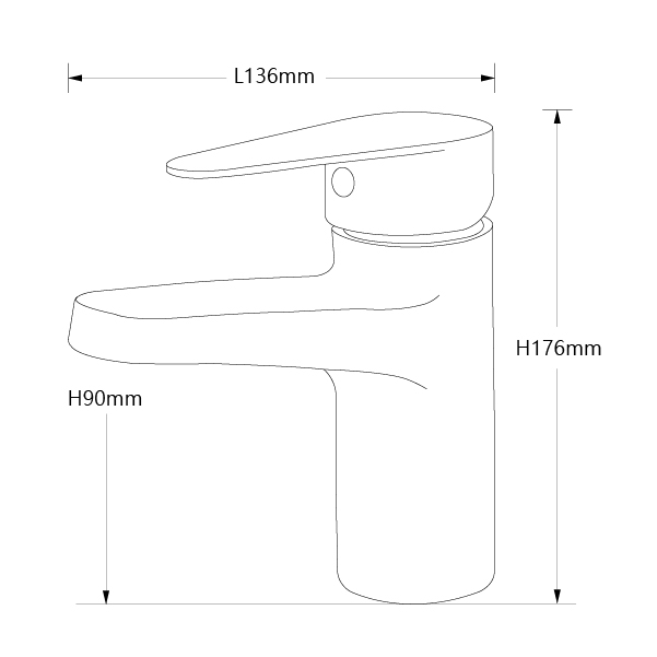 H-6810ST不鏽鋼面盆龍頭-尺寸圖